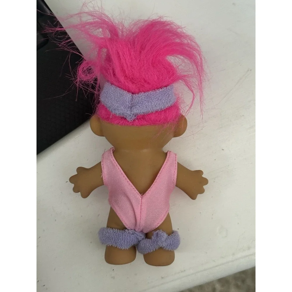 Vintage Russ Berrie Troll Doll Pink‎ Hair 80s Workout Leotard Leg Warmers 18313
